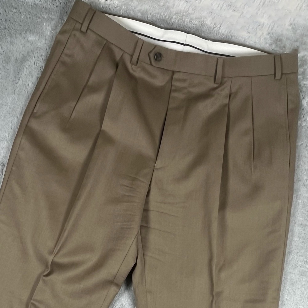 Lauren Ralph Lauren Men's Brown Wool Pleated Cuffed Dress Pants Regular 36x34